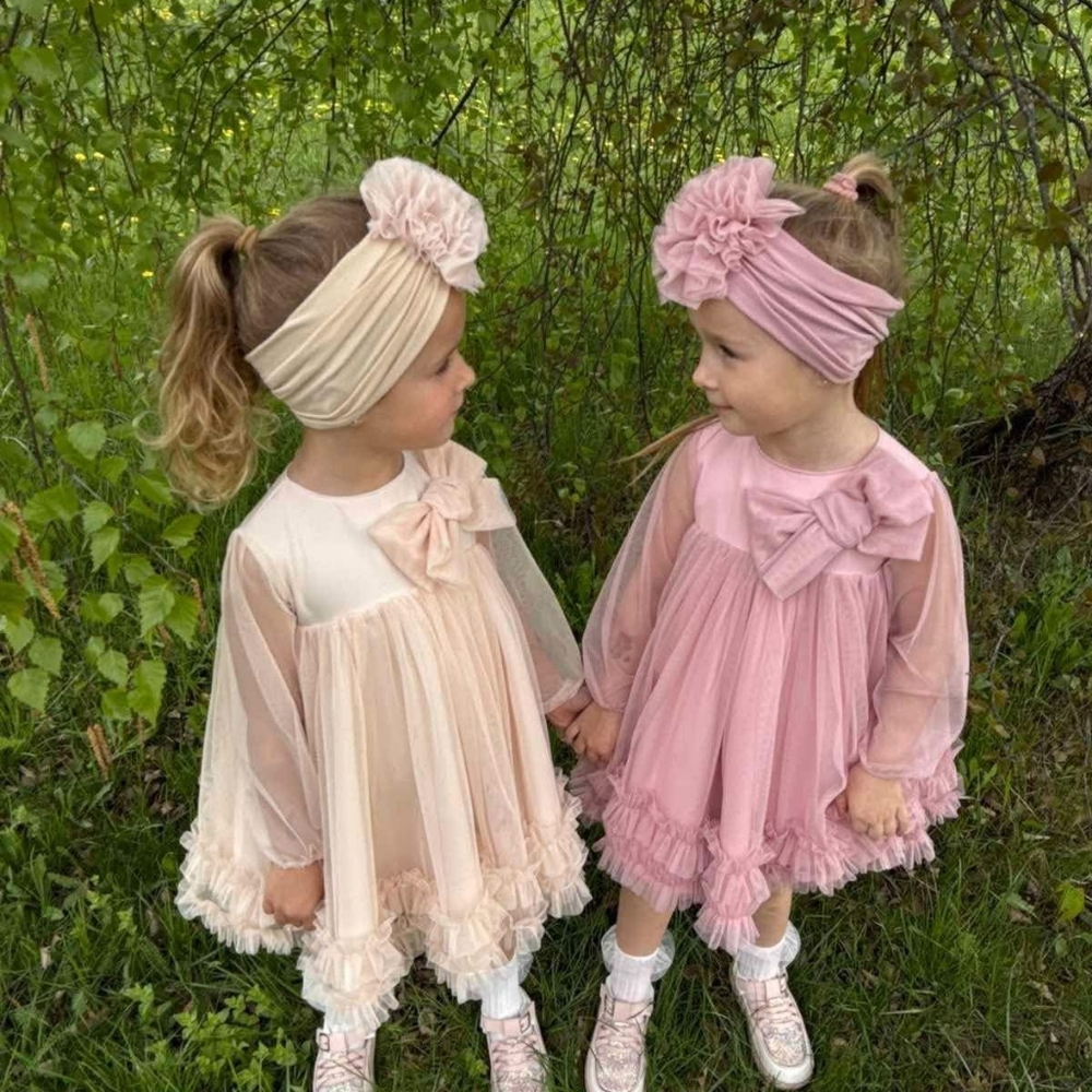 Handmade Elegant Pink Formal Kids Dress with Bow - Picture 3 of 4
